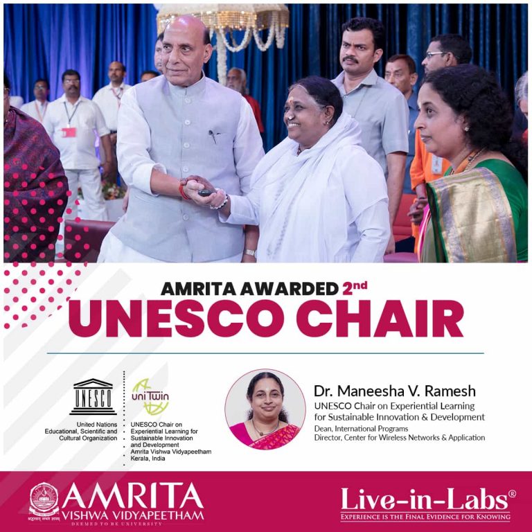 Amrita Awarded UNESCO Chair for Experiential Learning for Sustainable Innovation & Development