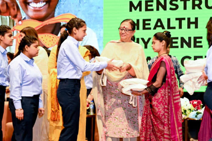 At the event, 35 girls from an orphanage in Faridabad were given menstrual health kits to set an example of words in action.