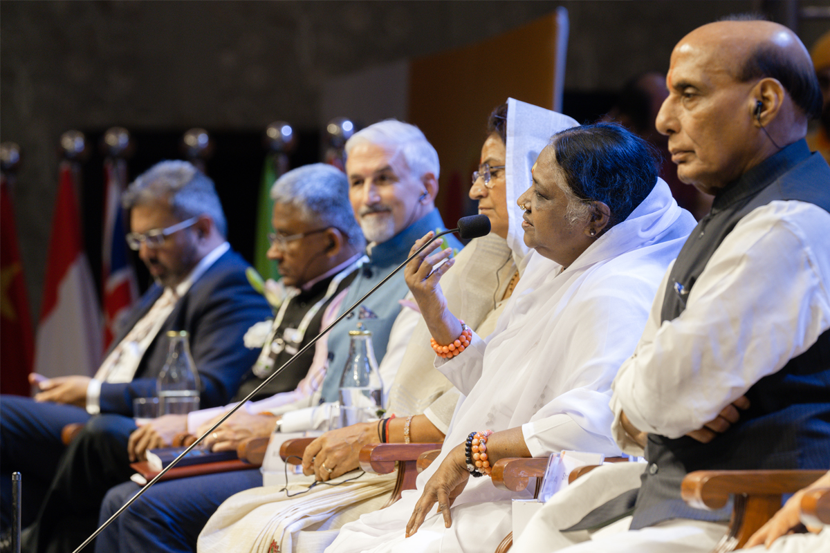 Amma expressed that in order to ensure the long-term existence and safety of humanity, it is necessary to embrace certain overarching values and principles.